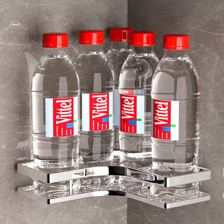 Estante de ducha de esquina de acero inoxidable - Estante triangular de barra plana engrosada sin perforaciones para la organización del baño y la cocina