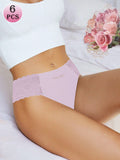 Meiyating paquete de 6 bragas de cintura baja con adorno de encaje, transpirables y delgadas para mujeres