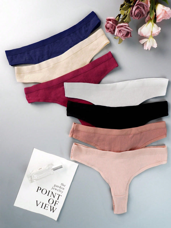 Set de 7 piezas de ropa interior de mujer con diseno triangular, de bajo corte, transpirable y sin costuras, para yoga y deporte, tipo espalda en t