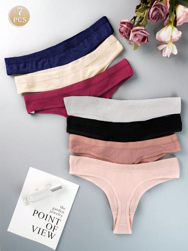 Set de 7 piezas de ropa interior de mujer con diseno triangular, de bajo corte, transpirable y sin costuras, para yoga y deporte, tipo espalda en t
