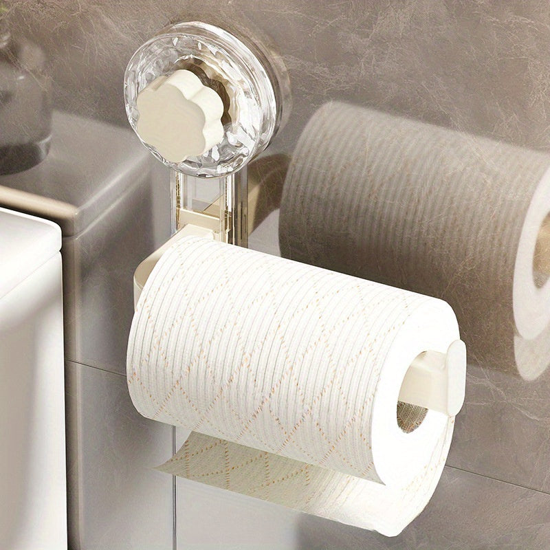 Portarrollos de papel higiénico de pared con ventosa - Autoadhesivo, instalación sin taladros, material plástico para cocina y baño - Organizador multiusos para rollos de papel y toallas