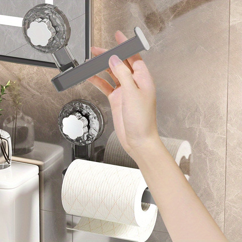 Portarrollos de papel higiénico de pared con ventosa - Autoadhesivo, instalación sin taladros, material plástico para cocina y baño - Organizador multiusos para rollos de papel y toallas
