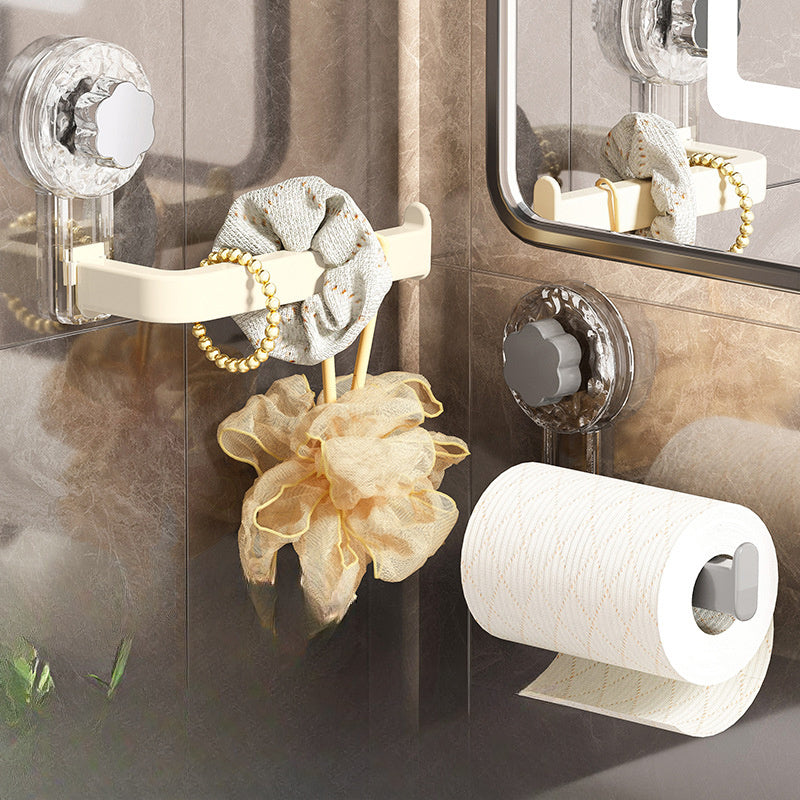 Portarrollos de papel higiénico de pared con ventosa - Autoadhesivo, instalación sin taladros, material plástico para cocina y baño - Organizador multiusos para rollos de papel y toallas
