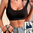 2 piezas/set sujetador deportivo para mujer con tiras cruzadas y almohadillas extraibles - top corto sin cables con estampado de letras y espalda de tirantes de nadador