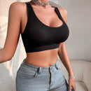 2 piezas/set sujetador deportivo para mujer con tiras cruzadas y almohadillas extraibles - top corto sin cables con estampado de letras y espalda de tirantes de nadador