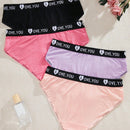 Conjunto de 4 bragas de mujer de unicolor, simples, transpirables y comodas con pretina baja y estampado de letras
