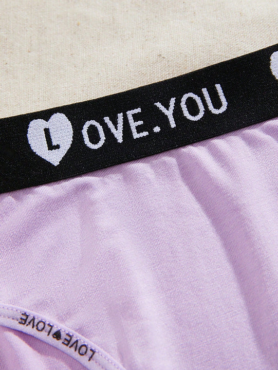 Conjunto de 4 bragas de mujer de unicolor, simples, transpirables y comodas con pretina baja y estampado de letras