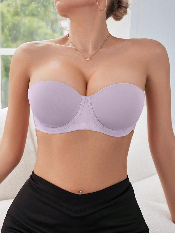 Sujetador con copas medias de color morado brillante, sexy, comodo y con push up, con tirantes desmontables para chicas