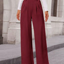 Pantalones anchos de vestir para mujeres, pantalones casuales elegantes con cintura elastica alta, pantalones palazzo para oficina y trabajo