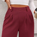 Pantalones anchos de vestir para mujeres, pantalones casuales elegantes con cintura elastica alta, pantalones palazzo para oficina y trabajo