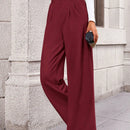 Pantalones anchos de vestir para mujeres, pantalones casuales elegantes con cintura elastica alta, pantalones palazzo para oficina y trabajo