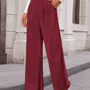 Pantalones anchos de vestir para mujeres, pantalones casuales elegantes con cintura elastica alta, pantalones palazzo para oficina y trabajo