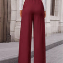 Pantalones anchos de vestir para mujeres, pantalones casuales elegantes con cintura elastica alta, pantalones palazzo para oficina y trabajo
