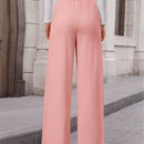 Pantalones anchos de vestir para mujeres, pantalones casuales elegantes con cintura elastica alta, pantalones palazzo para oficina y trabajo
