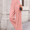 Pantalones anchos de vestir para mujeres, pantalones casuales elegantes con cintura elastica alta, pantalones palazzo para oficina y trabajo