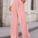 Pantalones anchos de vestir para mujeres, pantalones casuales elegantes con cintura elastica alta, pantalones palazzo para oficina y trabajo