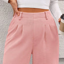 Pantalones anchos de vestir para mujeres, pantalones casuales elegantes con cintura elastica alta, pantalones palazzo para oficina y trabajo