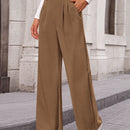 Pantalones anchos de vestir para mujeres, pantalones casuales elegantes con cintura elastica alta, pantalones palazzo para oficina y trabajo