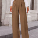 Pantalones anchos de vestir para mujeres, pantalones casuales elegantes con cintura elastica alta, pantalones palazzo para oficina y trabajo