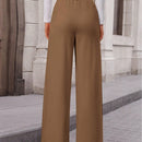 Pantalones anchos de vestir para mujeres, pantalones casuales elegantes con cintura elastica alta, pantalones palazzo para oficina y trabajo