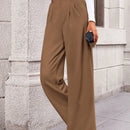 Pantalones anchos de vestir para mujeres, pantalones casuales elegantes con cintura elastica alta, pantalones palazzo para oficina y trabajo