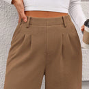 Pantalones anchos de vestir para mujeres, pantalones casuales elegantes con cintura elastica alta, pantalones palazzo para oficina y trabajo
