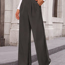 Pantalones anchos de vestir para mujeres, pantalones casuales elegantes con cintura elastica alta, pantalones palazzo para oficina y trabajo