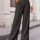Pantalones anchos de vestir para mujeres, pantalones casuales elegantes con cintura elastica alta, pantalones palazzo para oficina y trabajo