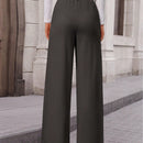 Pantalones anchos de vestir para mujeres, pantalones casuales elegantes con cintura elastica alta, pantalones palazzo para oficina y trabajo