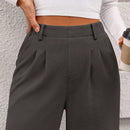 Pantalones anchos de vestir para mujeres, pantalones casuales elegantes con cintura elastica alta, pantalones palazzo para oficina y trabajo