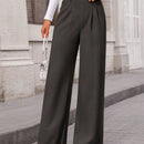 Pantalones anchos de vestir para mujeres, pantalones casuales elegantes con cintura elastica alta, pantalones palazzo para oficina y trabajo