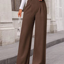 Pantalones anchos de vestir para mujeres, pantalones casuales elegantes con cintura elastica alta, pantalones palazzo para oficina y trabajo