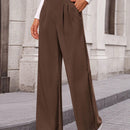 Pantalones anchos de vestir para mujeres, pantalones casuales elegantes con cintura elastica alta, pantalones palazzo para oficina y trabajo