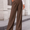 Pantalones anchos de vestir para mujeres, pantalones casuales elegantes con cintura elastica alta, pantalones palazzo para oficina y trabajo