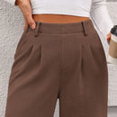 Pantalones anchos de vestir para mujeres, pantalones casuales elegantes con cintura elastica alta, pantalones palazzo para oficina y trabajo