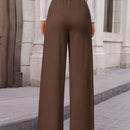 Pantalones anchos de vestir para mujeres, pantalones casuales elegantes con cintura elastica alta, pantalones palazzo para oficina y trabajo