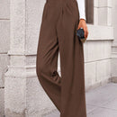 Pantalones anchos de vestir para mujeres, pantalones casuales elegantes con cintura elastica alta, pantalones palazzo para oficina y trabajo