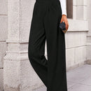 Pantalones anchos de vestir para mujeres, pantalones casuales elegantes con cintura elastica alta, pantalones palazzo para oficina y trabajo