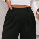 Pantalones anchos de vestir para mujeres, pantalones casuales elegantes con cintura elastica alta, pantalones palazzo para oficina y trabajo