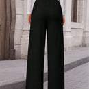 Pantalones anchos de vestir para mujeres, pantalones casuales elegantes con cintura elastica alta, pantalones palazzo para oficina y trabajo