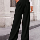 Pantalones anchos de vestir para mujeres, pantalones casuales elegantes con cintura elastica alta, pantalones palazzo para oficina y trabajo