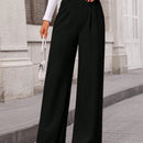 Pantalones anchos de vestir para mujeres, pantalones casuales elegantes con cintura elastica alta, pantalones palazzo para oficina y trabajo