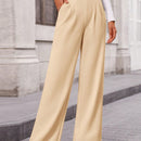 Pantalones anchos de vestir para mujeres, pantalones casuales elegantes con cintura elastica alta, pantalones palazzo para oficina y trabajo