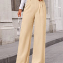 Pantalones anchos de vestir para mujeres, pantalones casuales elegantes con cintura elastica alta, pantalones palazzo para oficina y trabajo