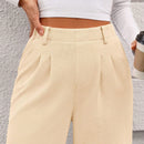 Pantalones anchos de vestir para mujeres, pantalones casuales elegantes con cintura elastica alta, pantalones palazzo para oficina y trabajo