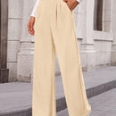 Pantalones anchos de vestir para mujeres, pantalones casuales elegantes con cintura elastica alta, pantalones palazzo para oficina y trabajo