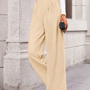 Pantalones anchos de vestir para mujeres, pantalones casuales elegantes con cintura elastica alta, pantalones palazzo para oficina y trabajo