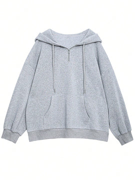 Friful sudadera con capucha suelta de unicolor con cordon para mujer, para otono/invierno