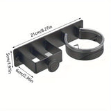 Soporte de pared para secador de pelo con ganchos para accesorios - Organizador de almacenamiento para baño para secador de pelo, plancha, rizador - Estante sin taladrar, que ahorra espacio para toallas, joyas - Soporte duradero no eléctrico