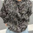 Muchic sudadera con capucha con estampado de leopardo minimalista informal, impreso en toda la prenda, otono invierno